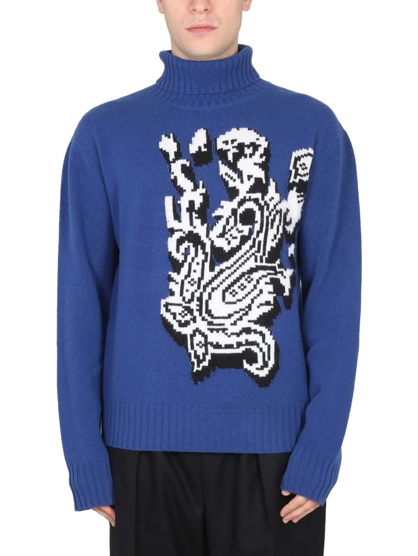 INLAID JACQUARD TURTLENECK SWEATER