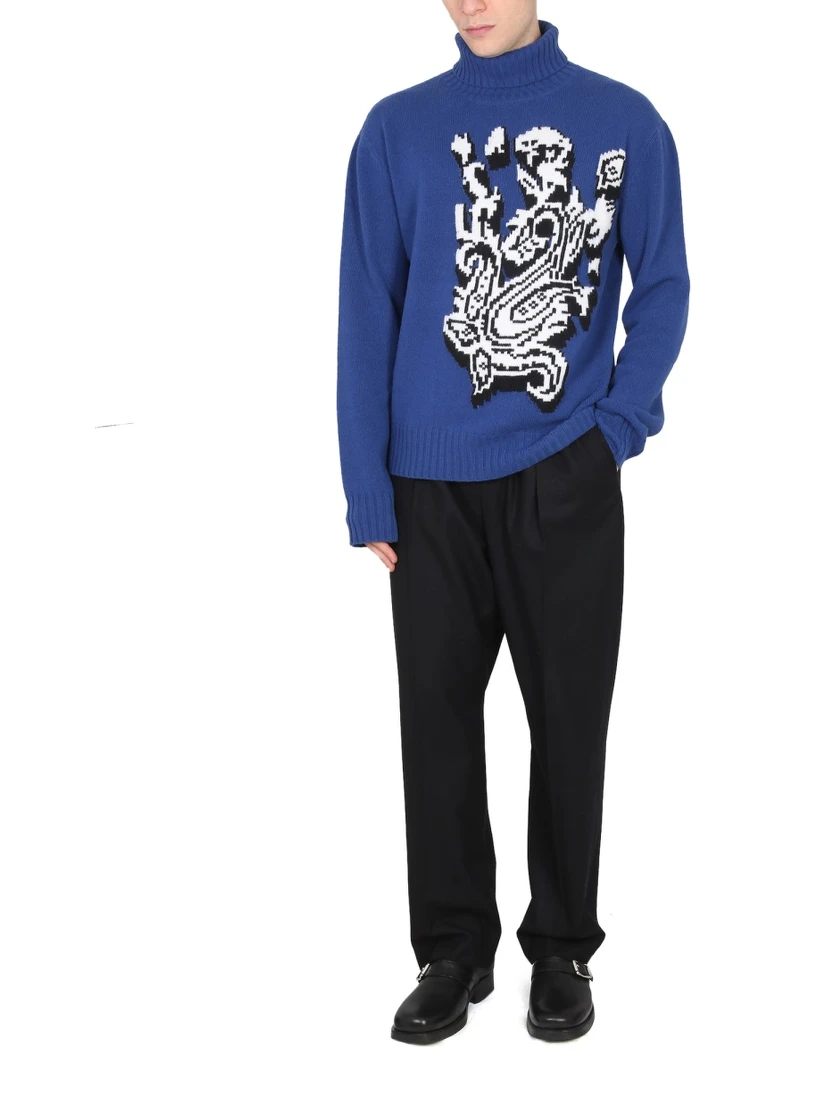 INLAID JACQUARD TURTLENECK SWEATER