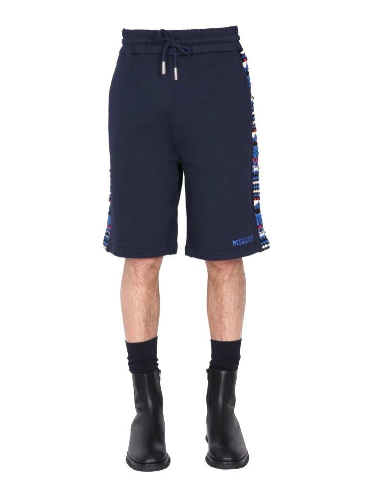 EMBROIDERED LOGO AND JACQUARD INSERT BERMUDA