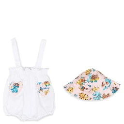 Graphic-print babygrow and beanie