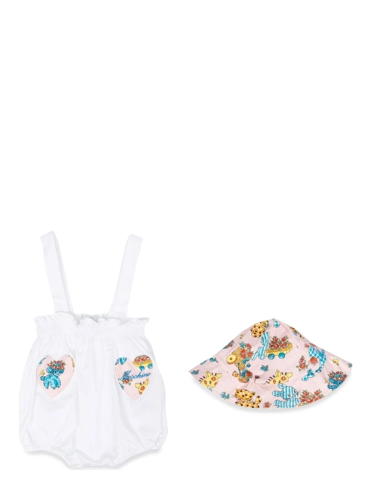 Graphic-print babygrow and beanie alternative