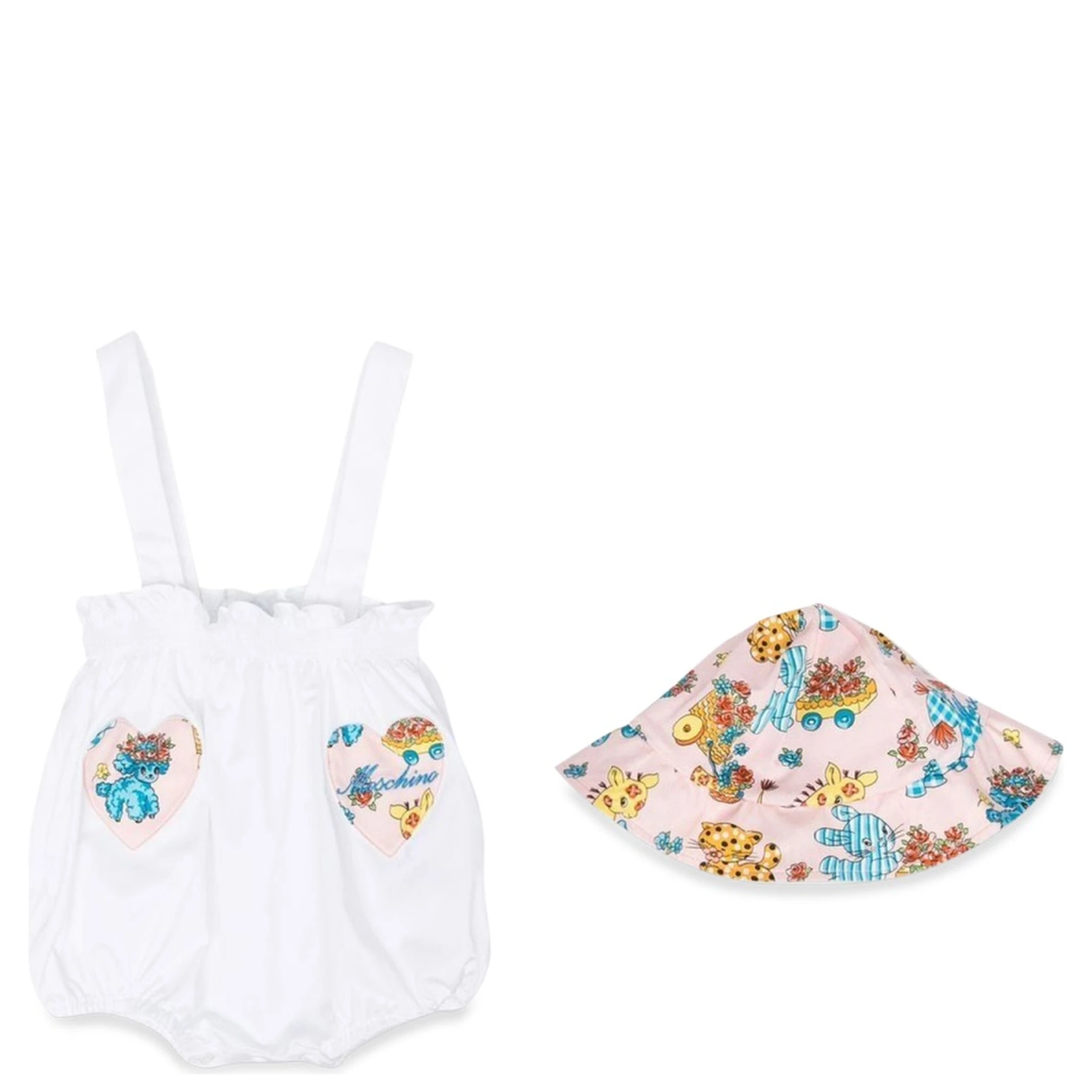 Graphic-print babygrow and beanie