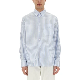 STRIPED SHIRT WITH SILK PRINTED INSERT