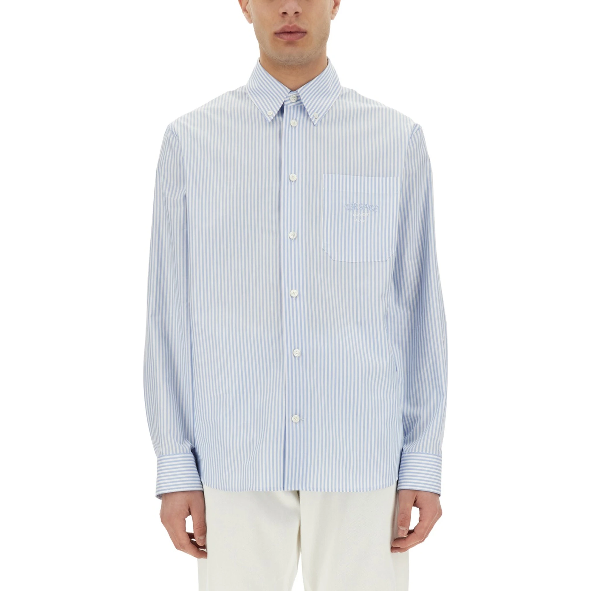 STRIPED SHIRT WITH SILK PRINTED INSERT