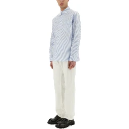 STRIPED SHIRT WITH SILK PRINTED INSERT