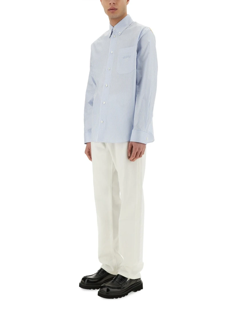STRIPED SHIRT WITH SILK PRINTED INSERT