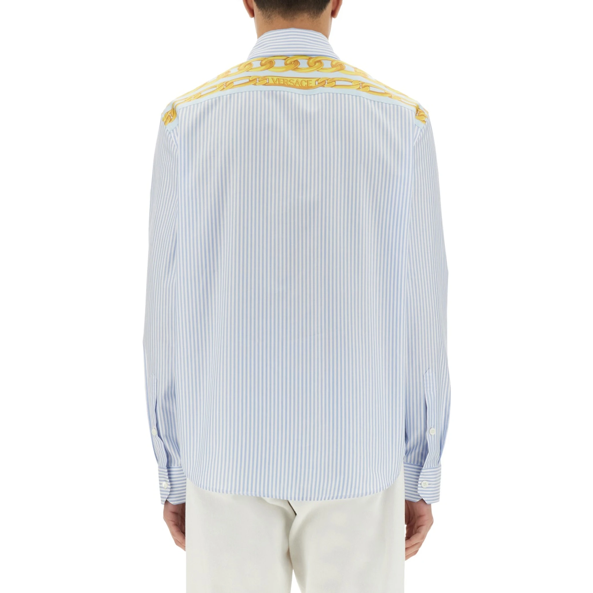 STRIPED SHIRT WITH SILK PRINTED INSERT