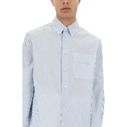 STRIPED SHIRT WITH SILK PRINTED INSERT