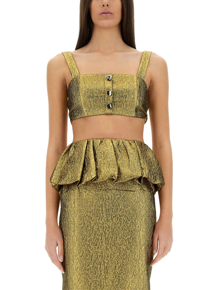 METALLIC JACQUARD CROP TOP