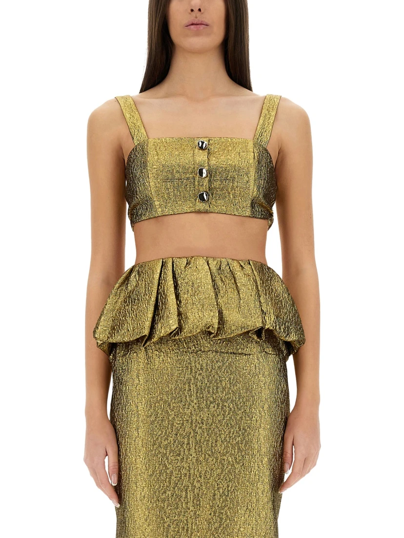 METALLIC JACQUARD CROP TOP