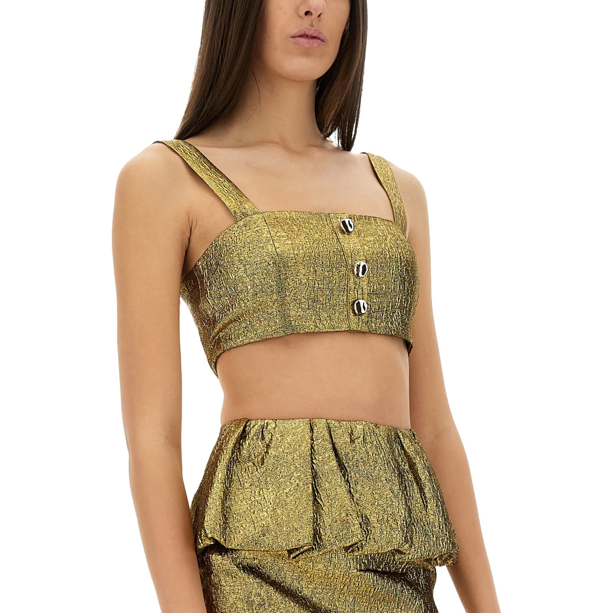 METALLIC JACQUARD CROP TOP