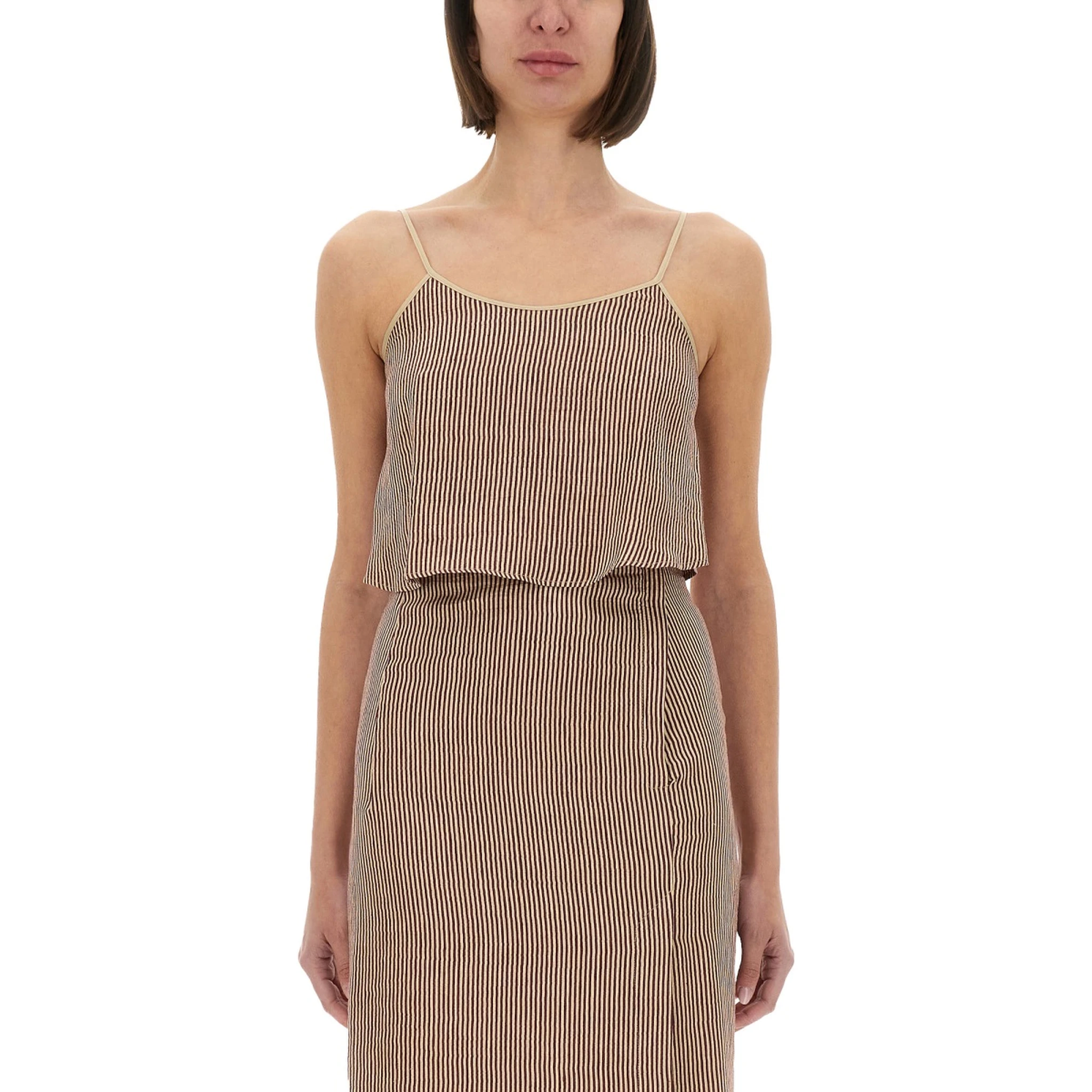 "MICRO STRIPE" TOP WITH LACES