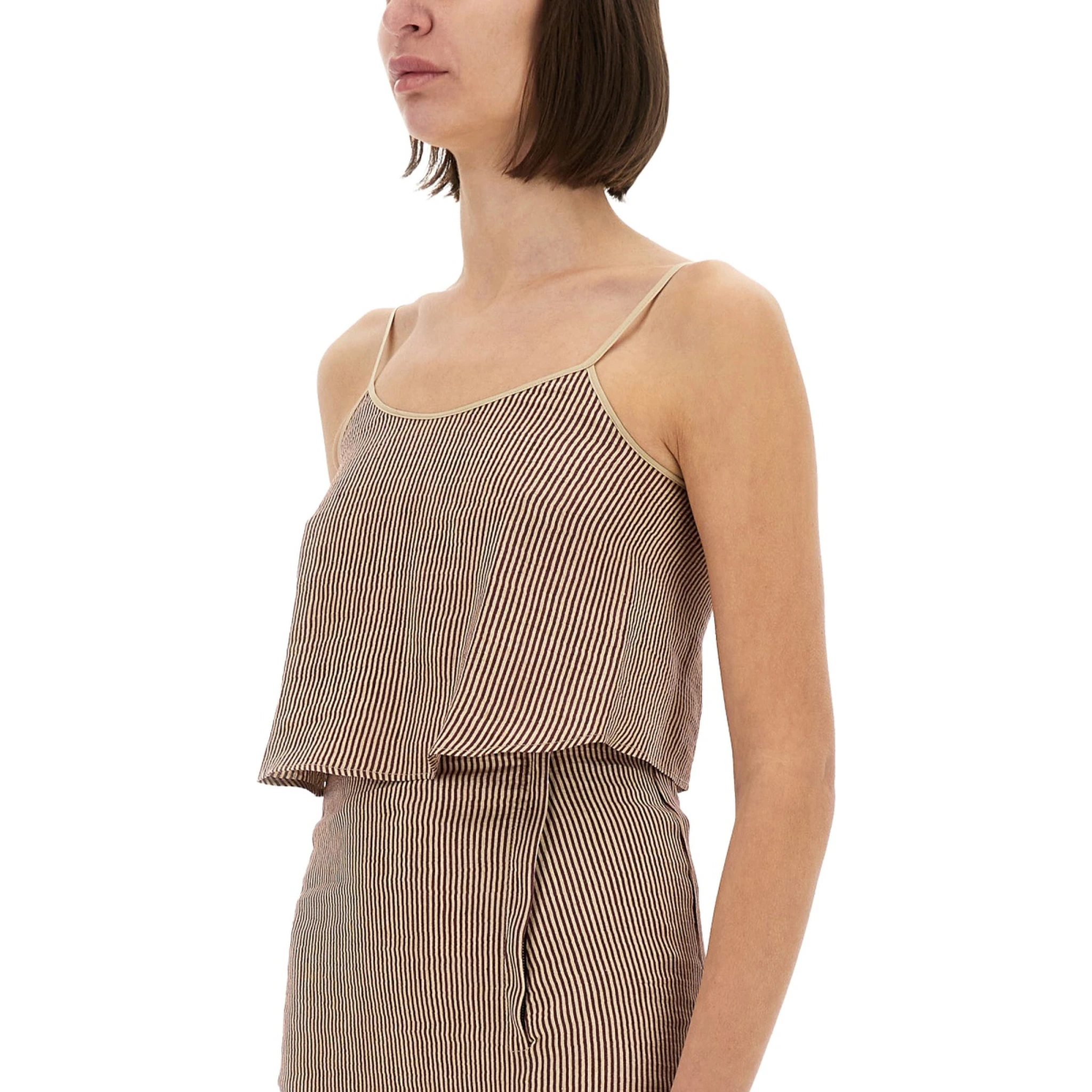 "MICRO STRIPE" TOP WITH LACES