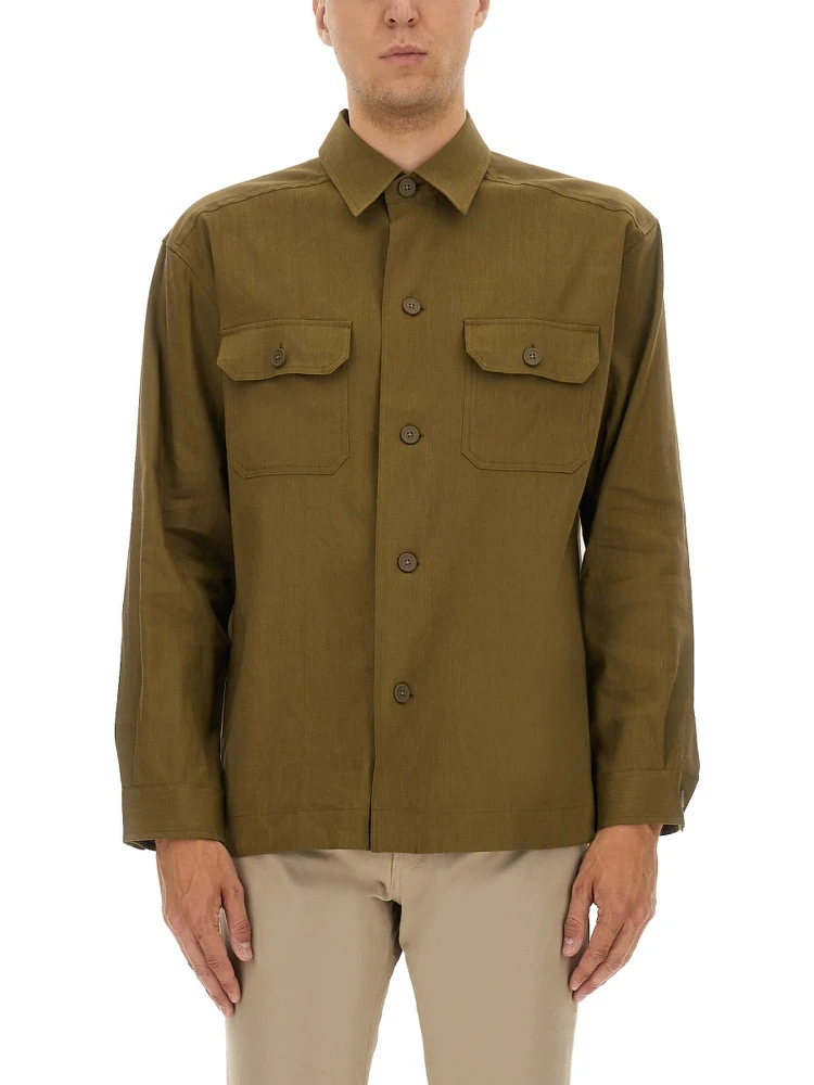 STRETCH LINEN AND VISCOSE SHIRT