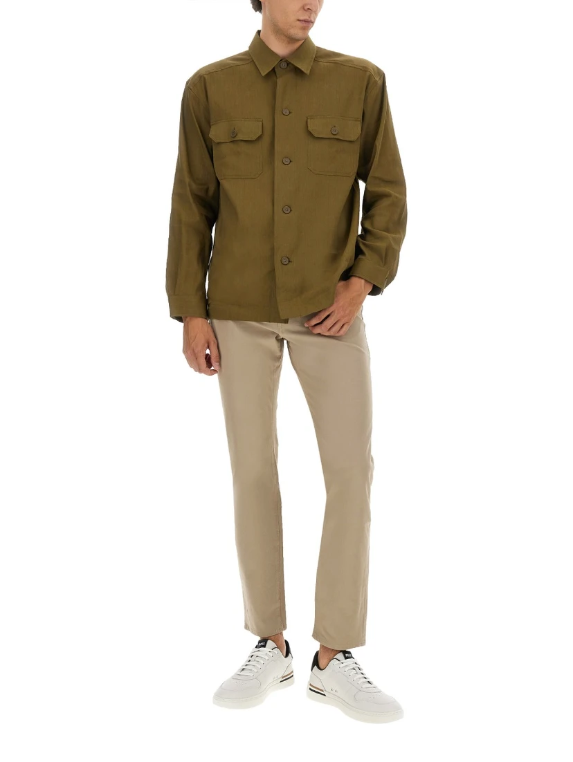 STRETCH LINEN AND VISCOSE SHIRT