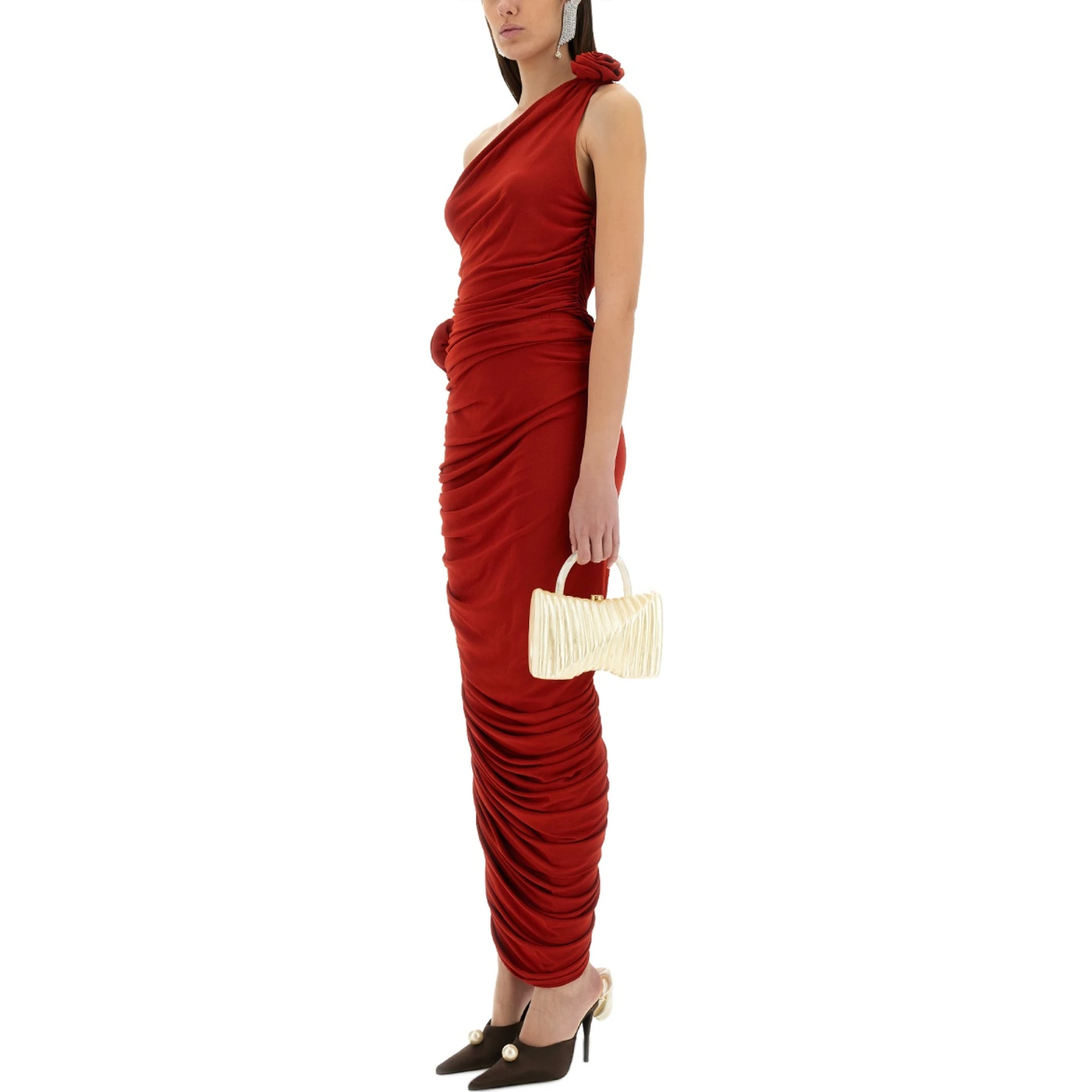 ASYMMETRICAL DRAPED MIDI SKIRT