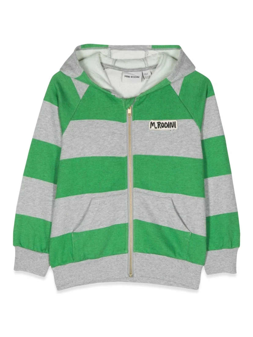 stripe zipper hoodie
