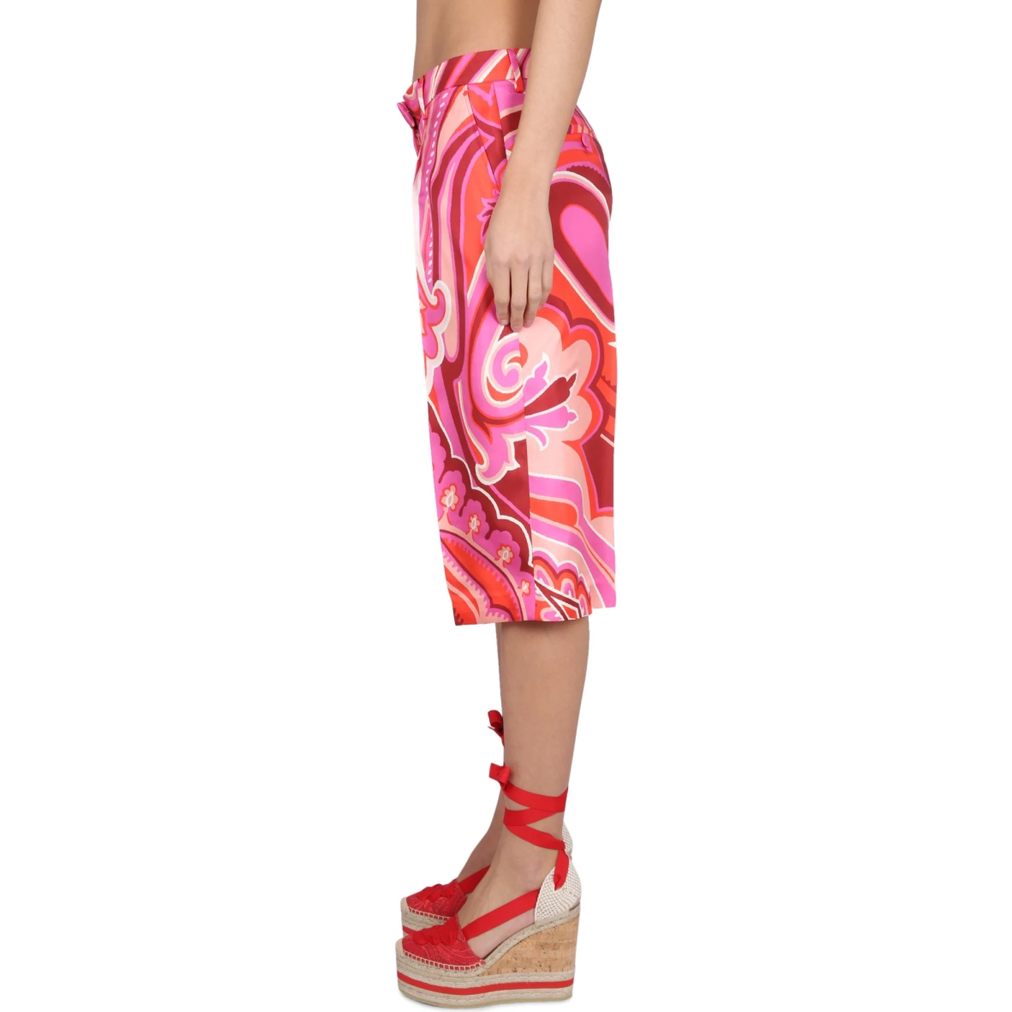 SILK AND COTTON BERMUDA SHORTS