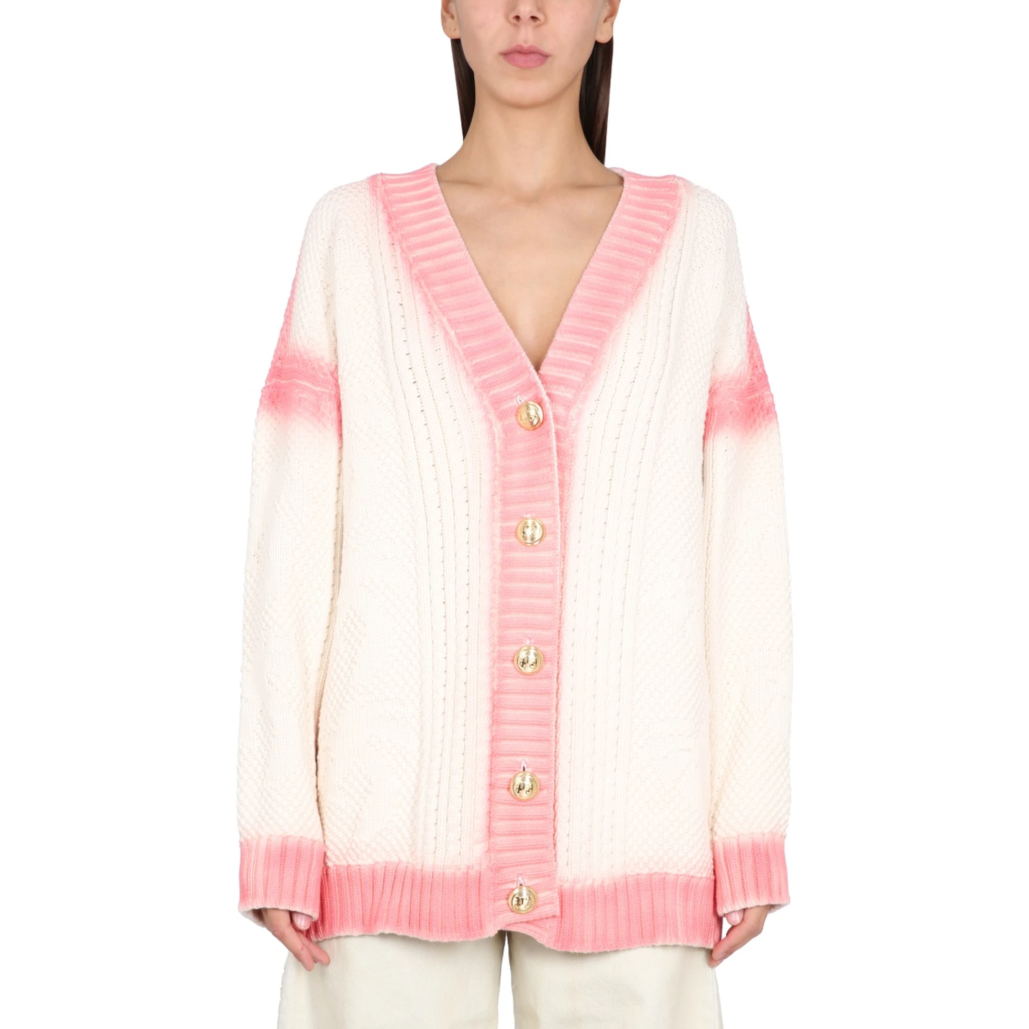 PATENT LEATHER EFFECT PALM CARDIGAN