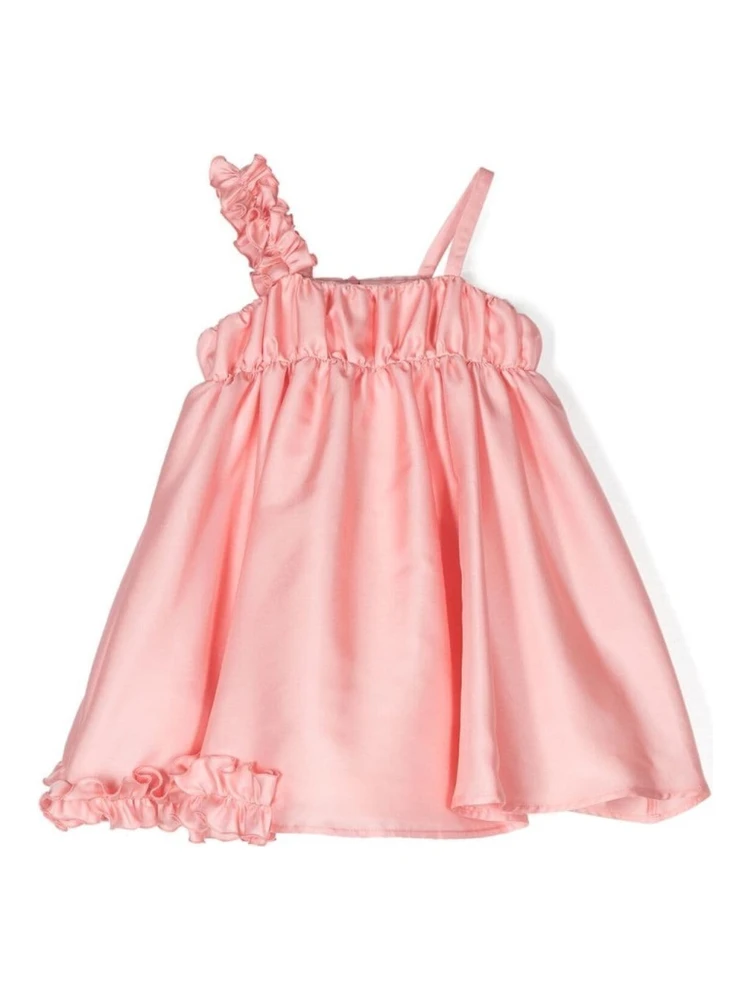 ruffled satin dress