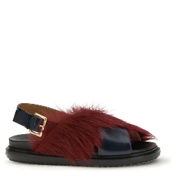 Multicolor Calf Leather Bos Taurus Flat Sandals