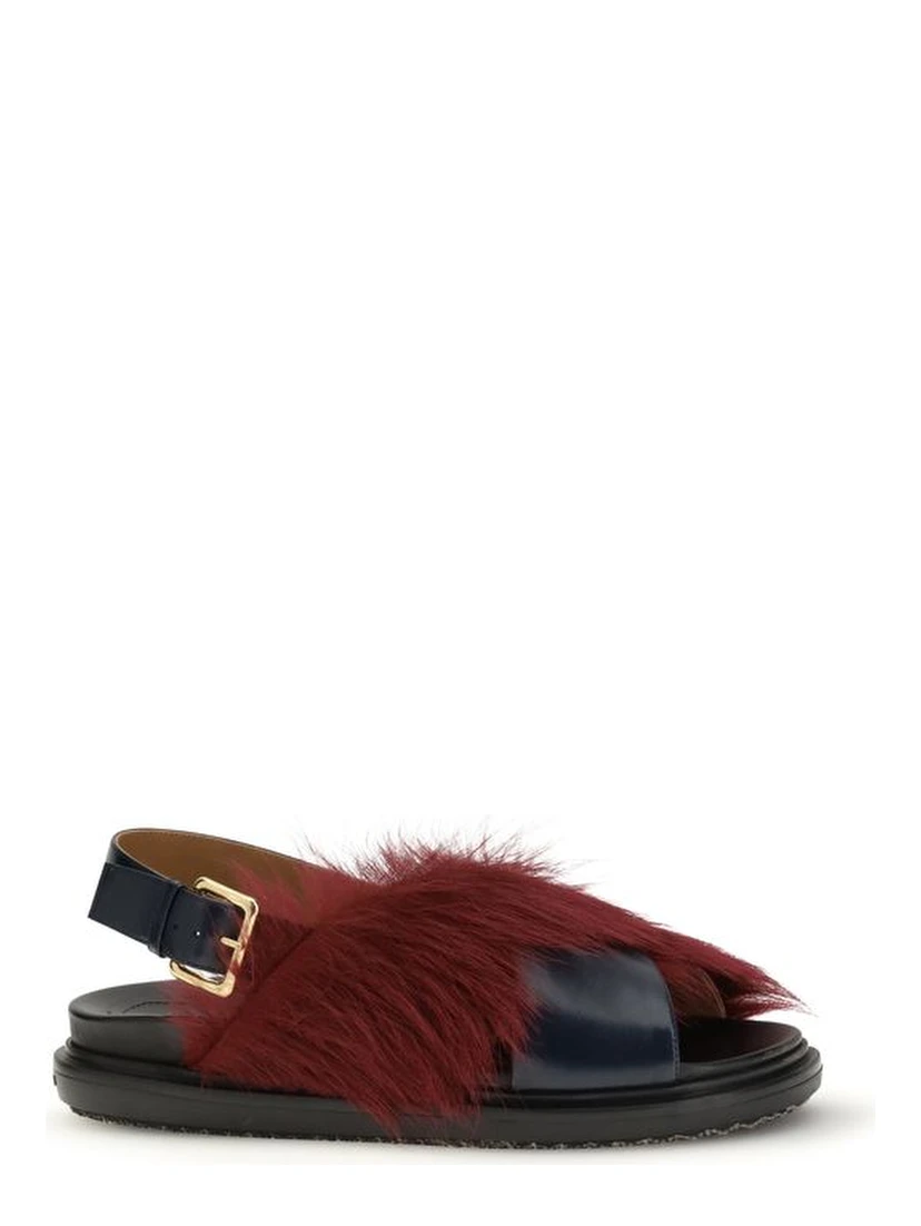 Multicolor Calf Leather Bos Taurus Flat Sandals