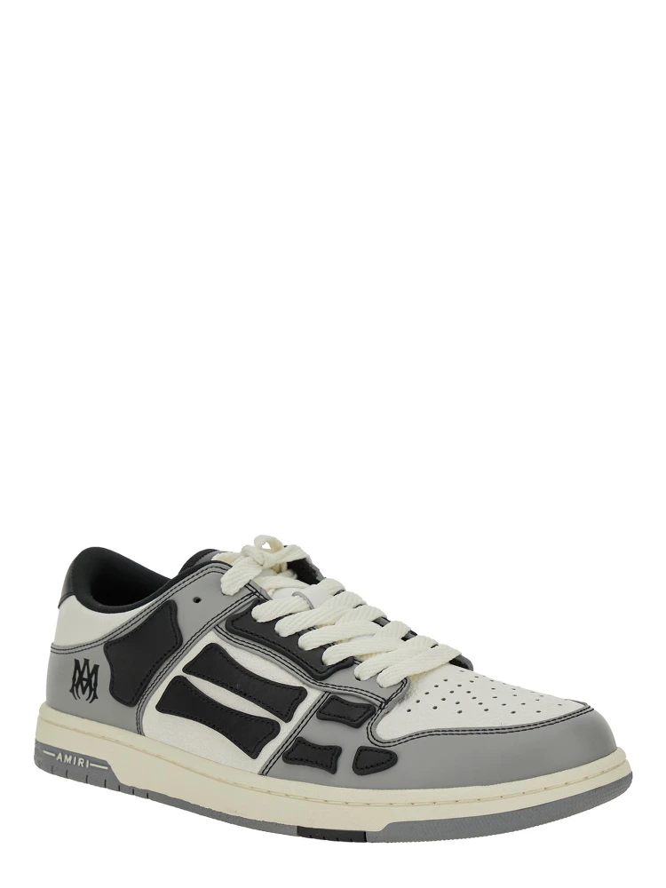 Skel Top Low Grey Sneakers with Logo Patch on theTongue and Contrasting Details on the Side in Leather Man alternative