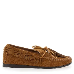 Fitza Brown Loafers with Fringed Details and Front Bow in Suede Woman