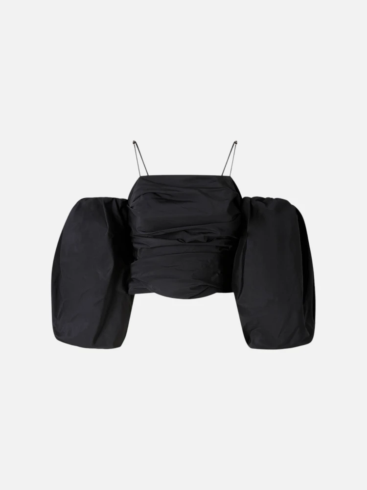 Balloon-sleeve draped top