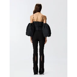 Balloon-sleeve draped top