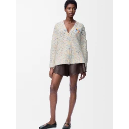 logo-embroidered cardigan