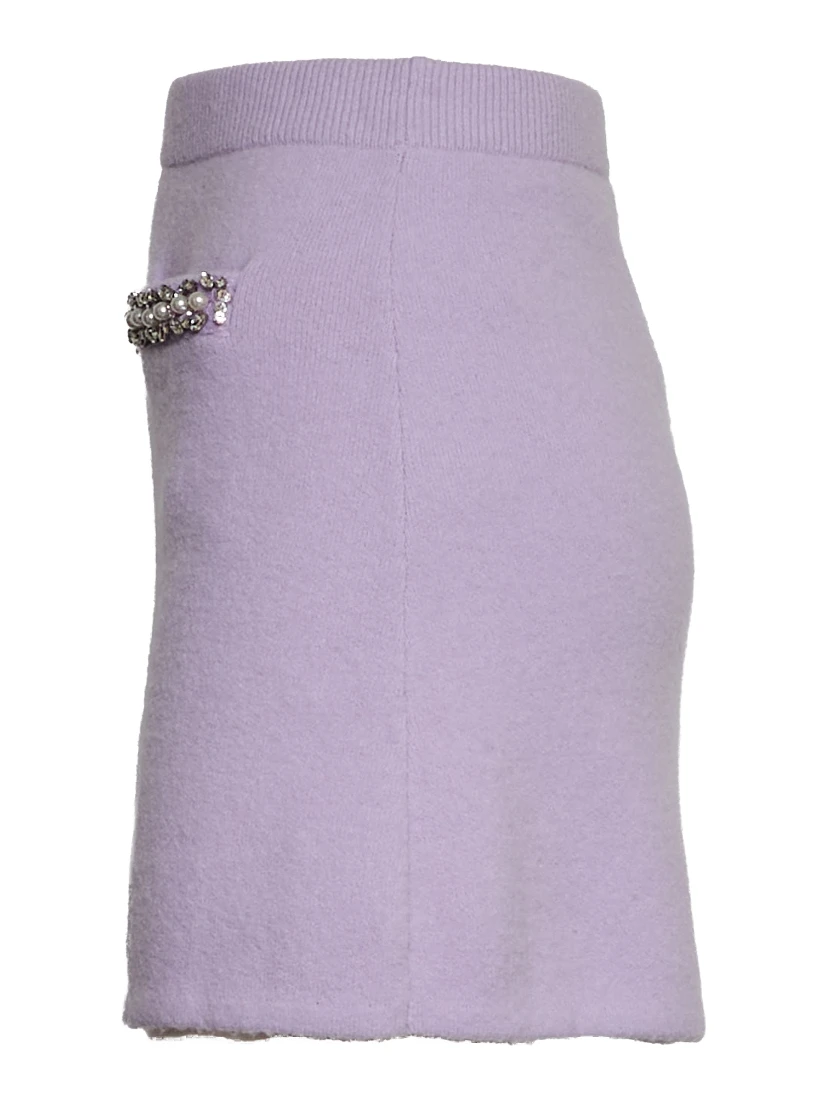 Lilac Crystal Trim Knit Skirt