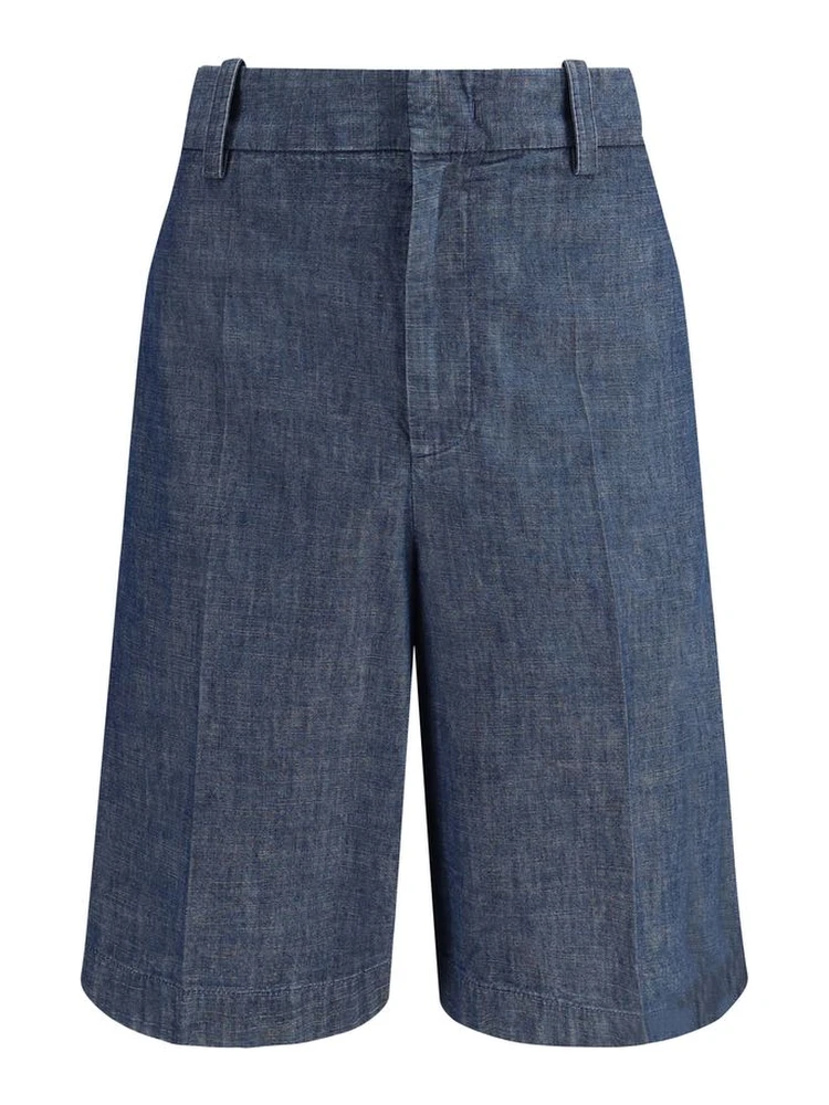 Blue Cotton Bermuda Shorts
