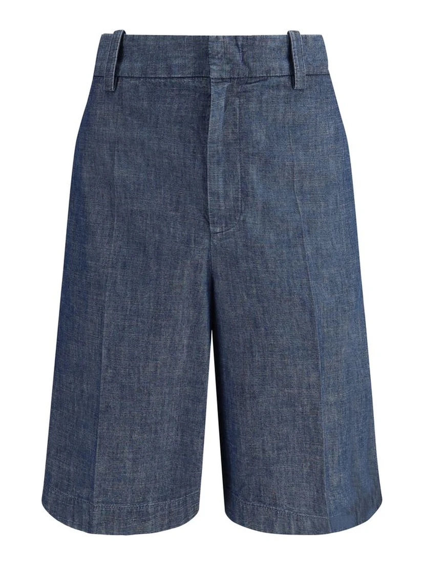 Blue Cotton Bermuda Shorts
