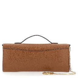 Hamilton Moderne Brown Clutch with Padlock Detail on the Front in Hammered Leather Woman
