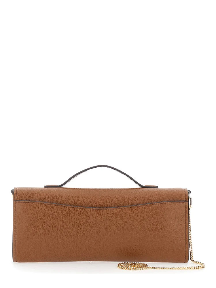 Hamilton Moderne Brown Clutch with Padlock Detail on the Front in Hammered Leather Woman alternative