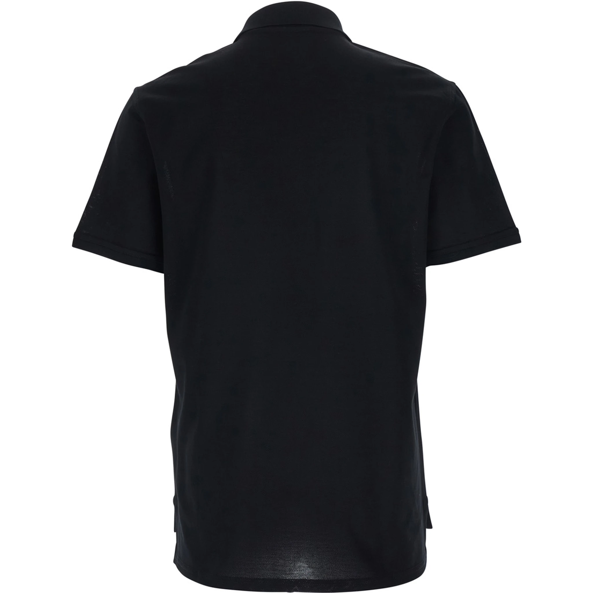 Black Polo Shirt with Chest Logo Patch in Cotton Man