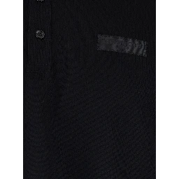 Black Polo Shirt with Chest Logo Patch in Cotton Man