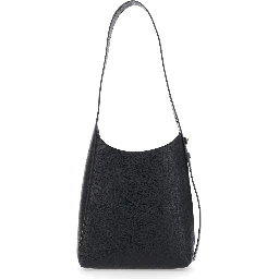 Romy Smal Black Shoulder Bag with Adjustable Strap in Hammered Leather Woman