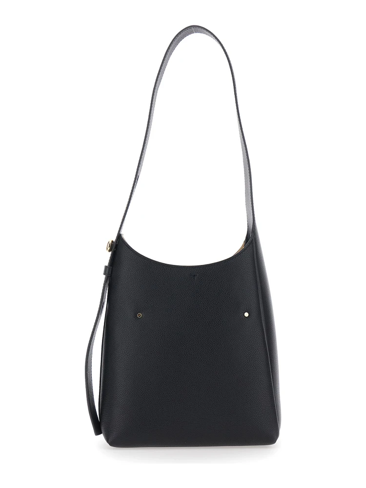 Romy Smal Black Shoulder Bag with Adjustable Strap in Hammered Leather Woman alternative