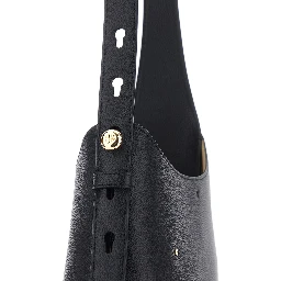 Romy Smal Black Shoulder Bag with Adjustable Strap in Hammered Leather Woman