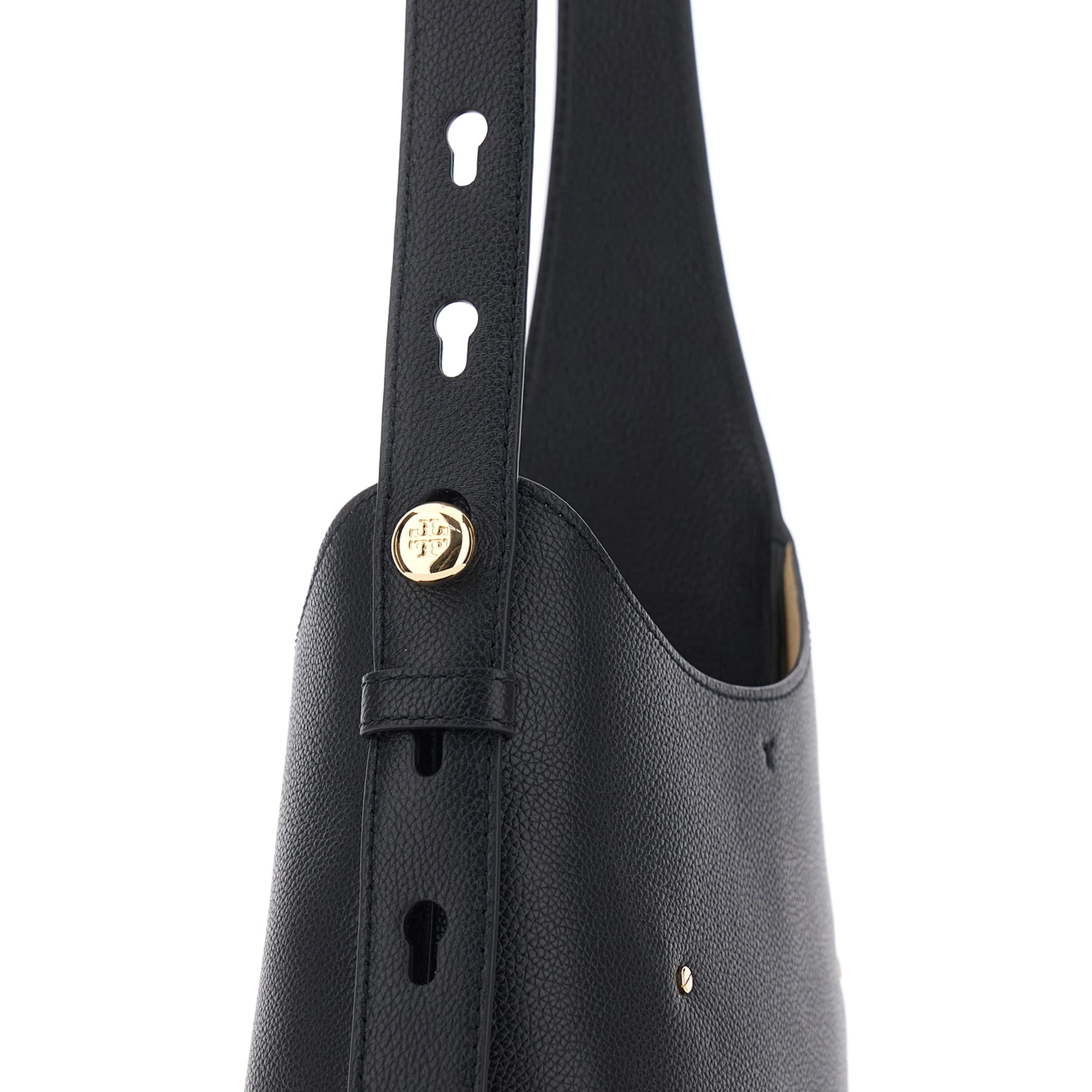 Romy Smal Black Shoulder Bag with Adjustable Strap in Hammered Leather Woman