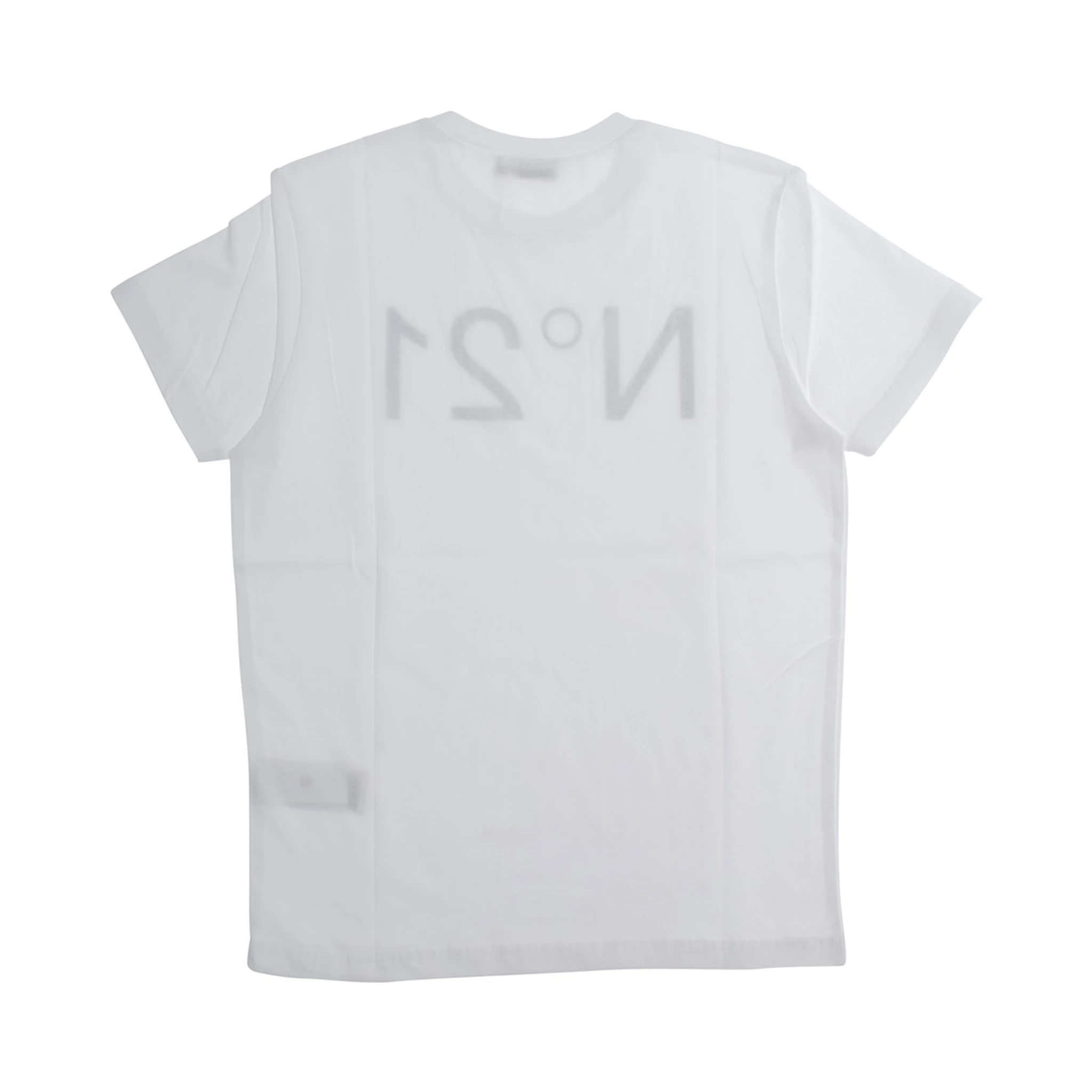 White Crewneck T-Shirt with Maxi Logo Print on the Front in Cotton Girl