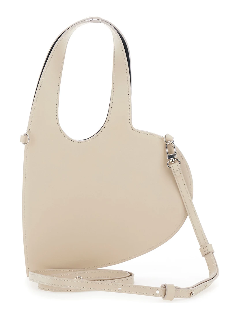 Baby Heart Beige Heart Shaped Crossbody Bag with Adjustable and Removable Shoulder Strap in Leather Woman