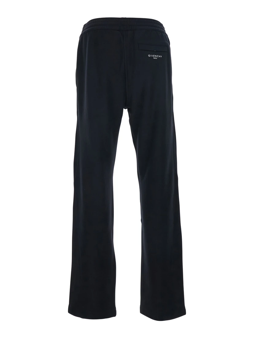 Black Trousers with Elastic Waist and Embroidered Logo on the Back in Cotton Man