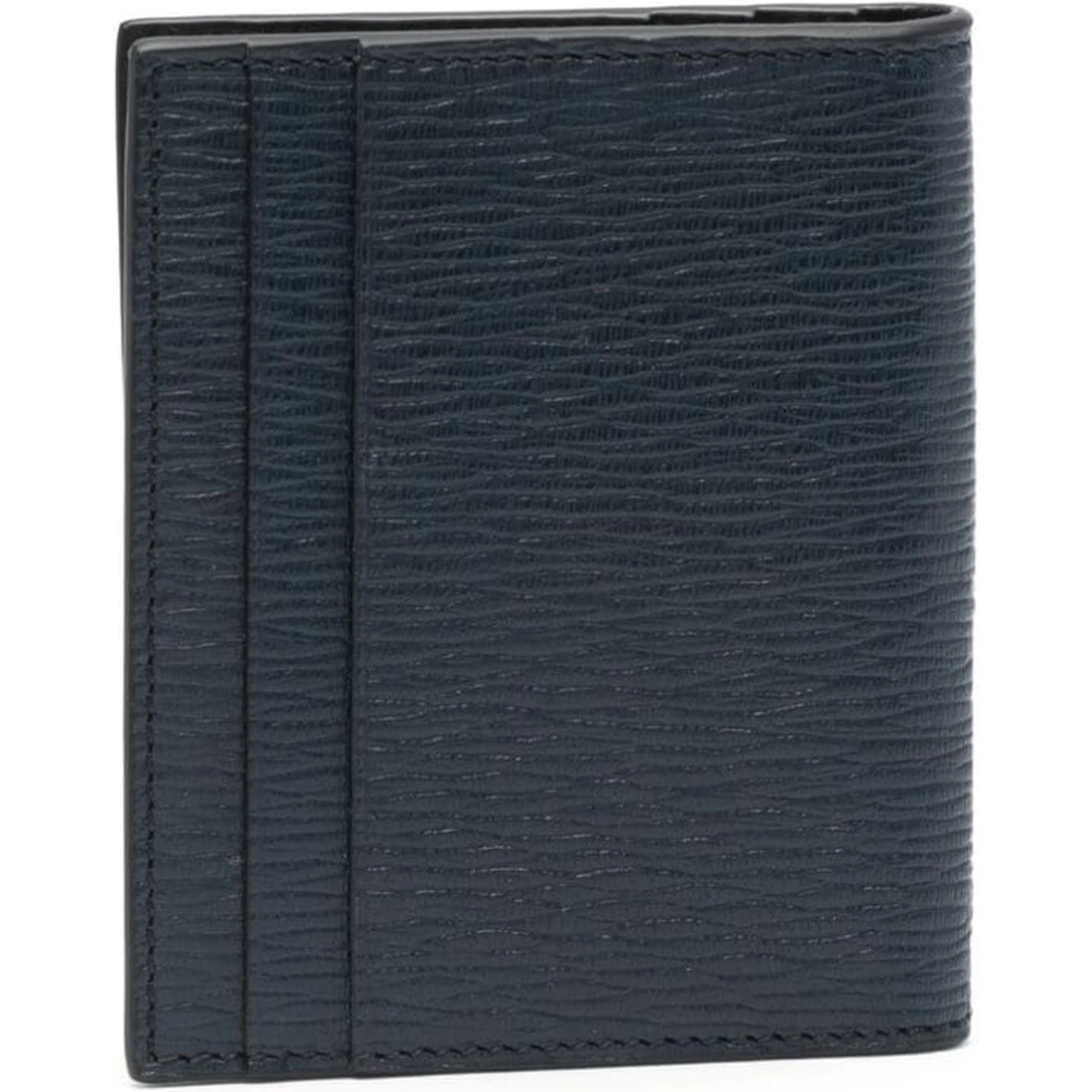 Blue Card Holder with Metallic Gancini Logo on the Front in Leather Man