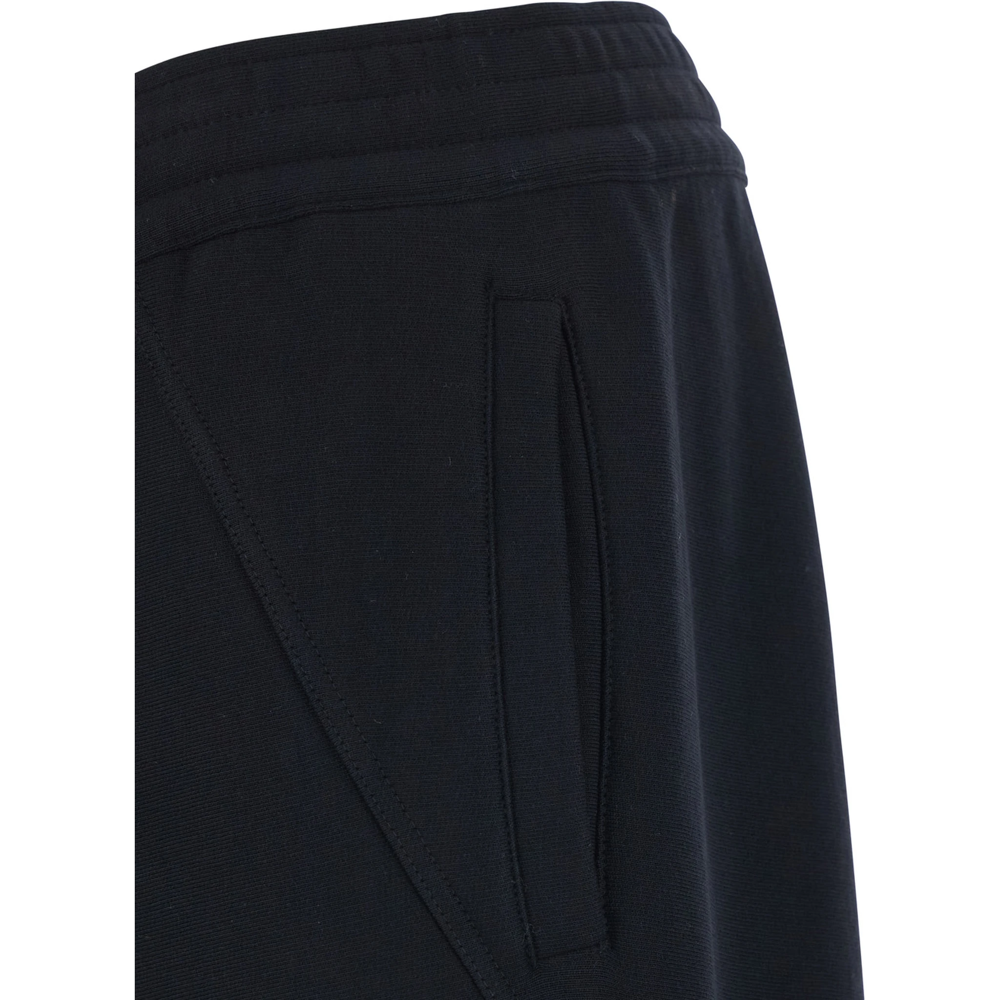 Black Trousers with Elastic Waist and Embroidered Logo on the Back in Cotton Man