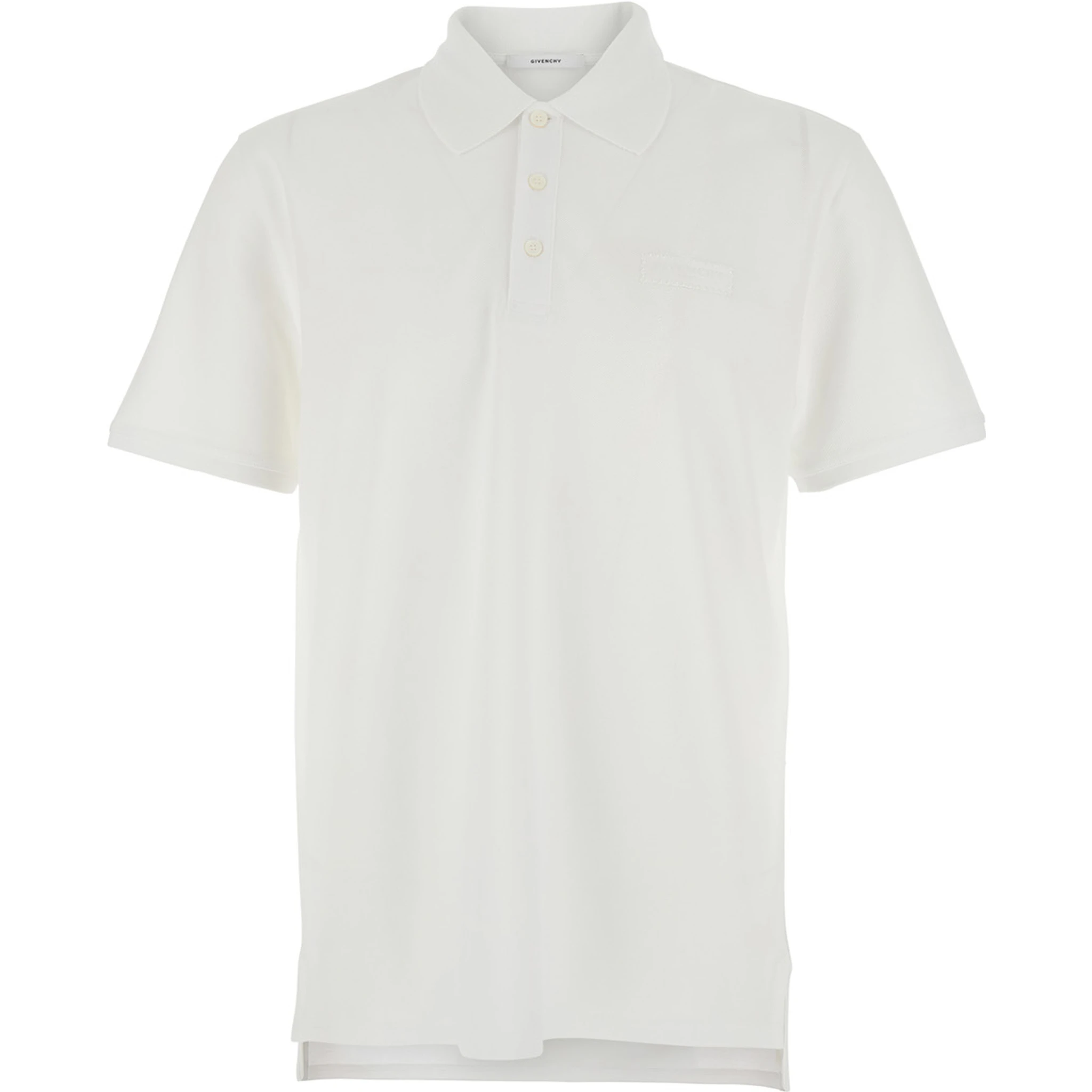 White Polo Shirt with Chest Logo Patch in Cotton Man