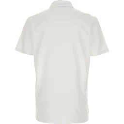 White Polo Shirt with Chest Logo Patch in Cotton Man