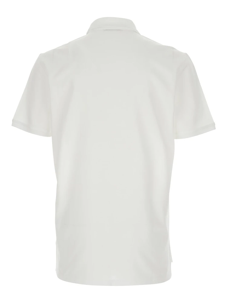 White Polo Shirt with Chest Logo Patch in Cotton Man alternative